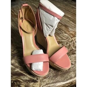 Michael Michael Kors Kimberly Sandal Leather Wedge Coral NEW 9 US
